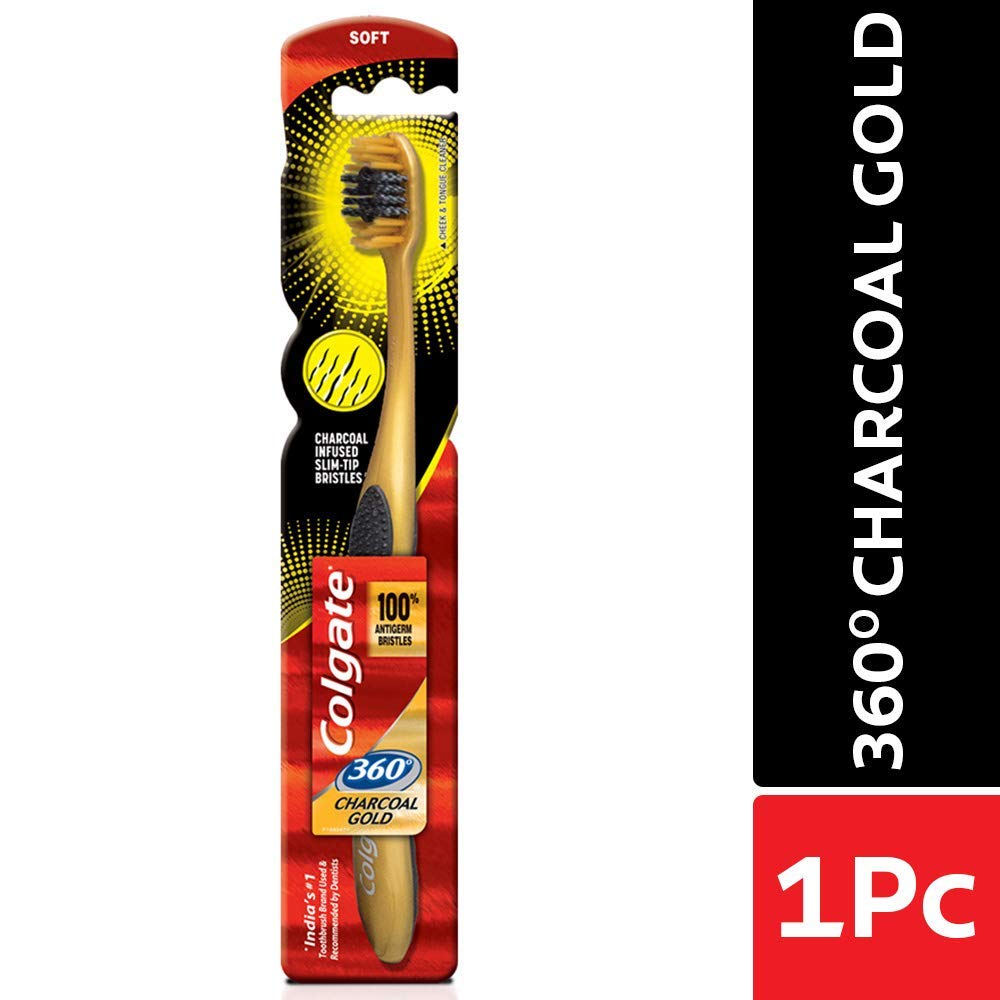 COLGATE TOOTHBRUSH CHARCOAL GOLD 360 MEDIUM