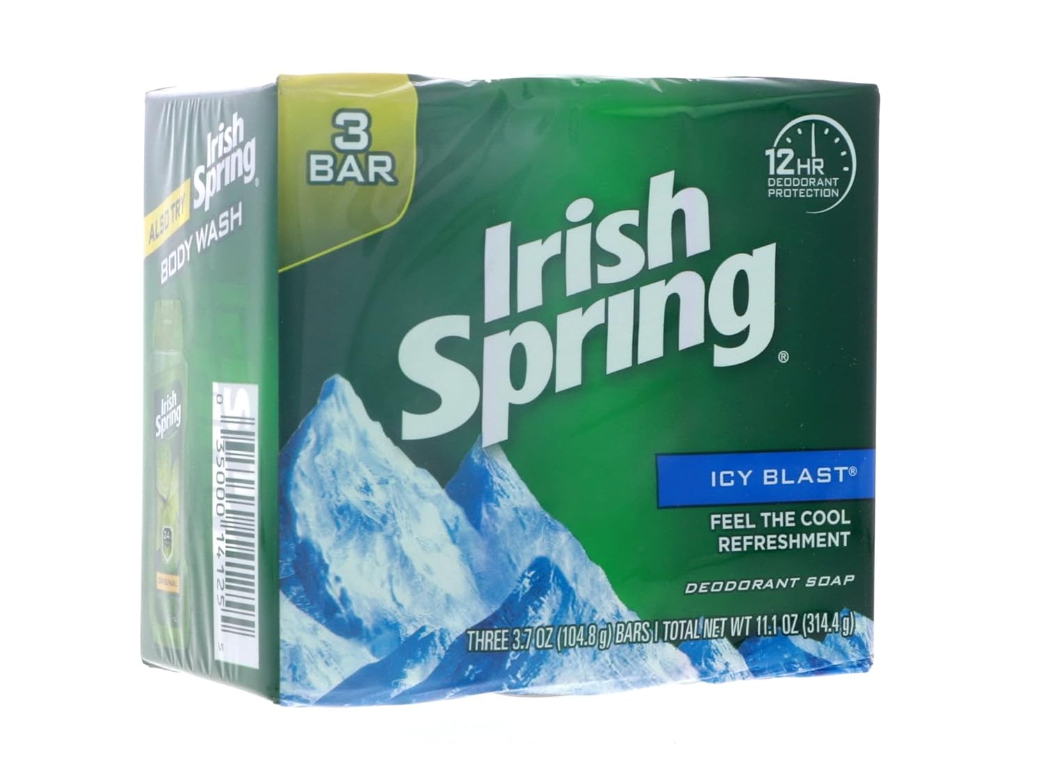 IRISH SPRING BAR SOAP ICE BLAST 12HRS DESODORANT PROTECTION 3PC