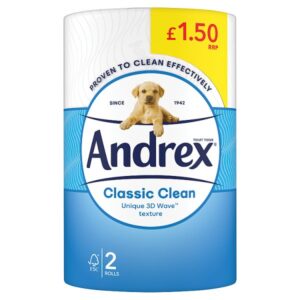 ANDREX TOILET TISSUE CLASSIC CLEAN UNIQUE 3D WAVE TEXTURE 2 ROLLS